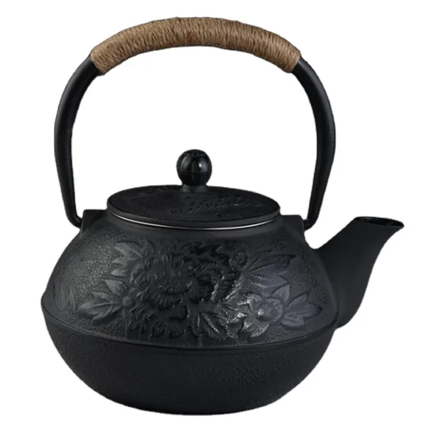 Chinese Handmade enamel cast iron teapots with peony flower
