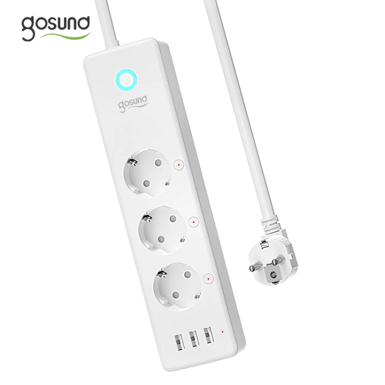 
Smart Power Strip With 1.2M Line Length, Surge Protector With 3 USB And 3 Wifi Smart Plug For Home Life 