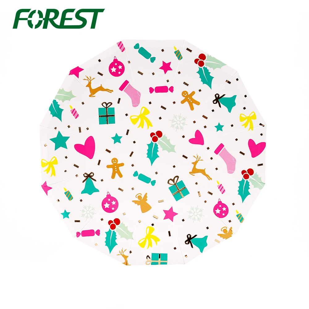 
Disposable custom christmas themed paper plate manufacturers 