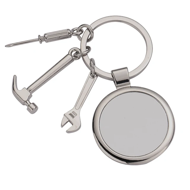 Sublimation Round Tool Keychains Hammer Screwdriver Wrench Keychain for Fathers Day