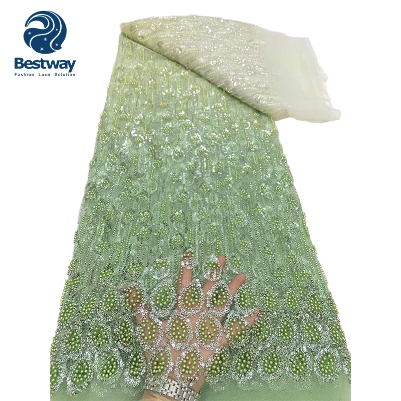 Bestway Beads Embroidery Luxury Austria Bridal Dress with Sequins Tulle Lace Fabric