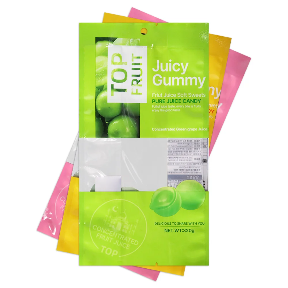Customizable Pattern Middle Back Zirec Bag Side Folding Candy Nut Coffee Bean Snack Hot Seal with Transparent Window