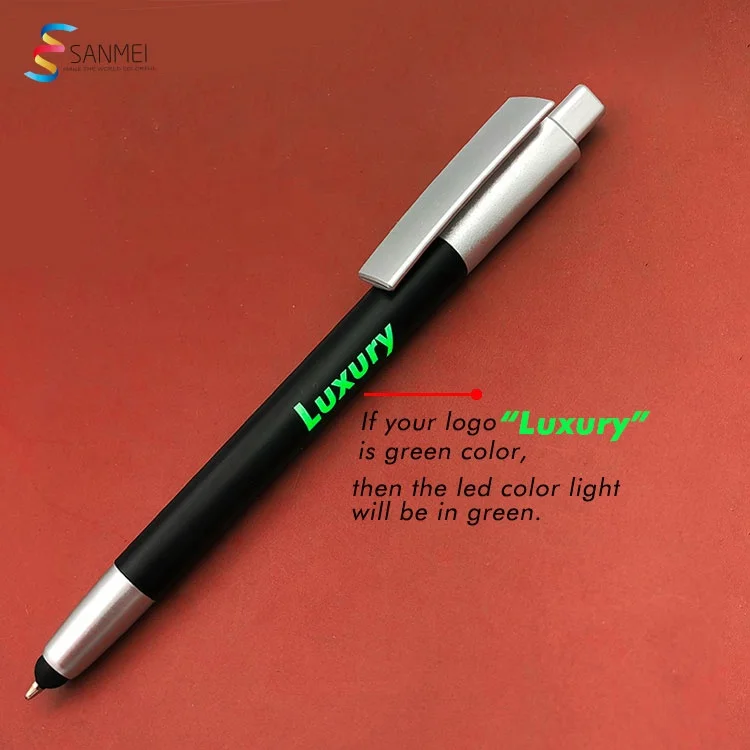 Unique stylus blue color led custom pen light lazer laser light pen glow in the dark