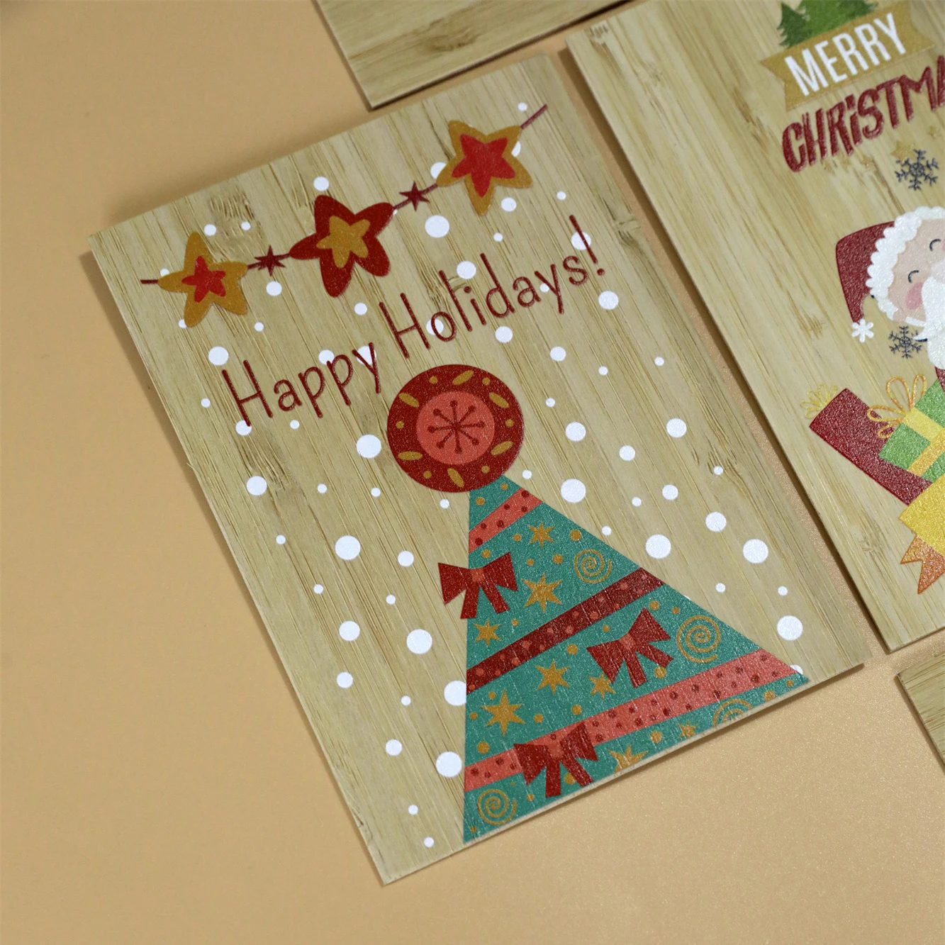 Engraved Wood Holiday Greeting Card with Love Theme Handcrafted Customizable Design for Special Occasions