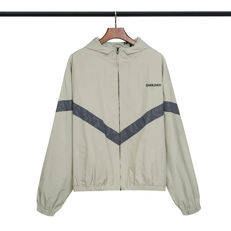 Top quality breathable zipper windproof outdoor reflective sport jacket