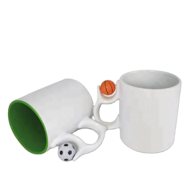 11oz Plain White Sublimation Ceramic Mug Custom Design DIY Logo Football Handle Ceramic Coffee Mugs