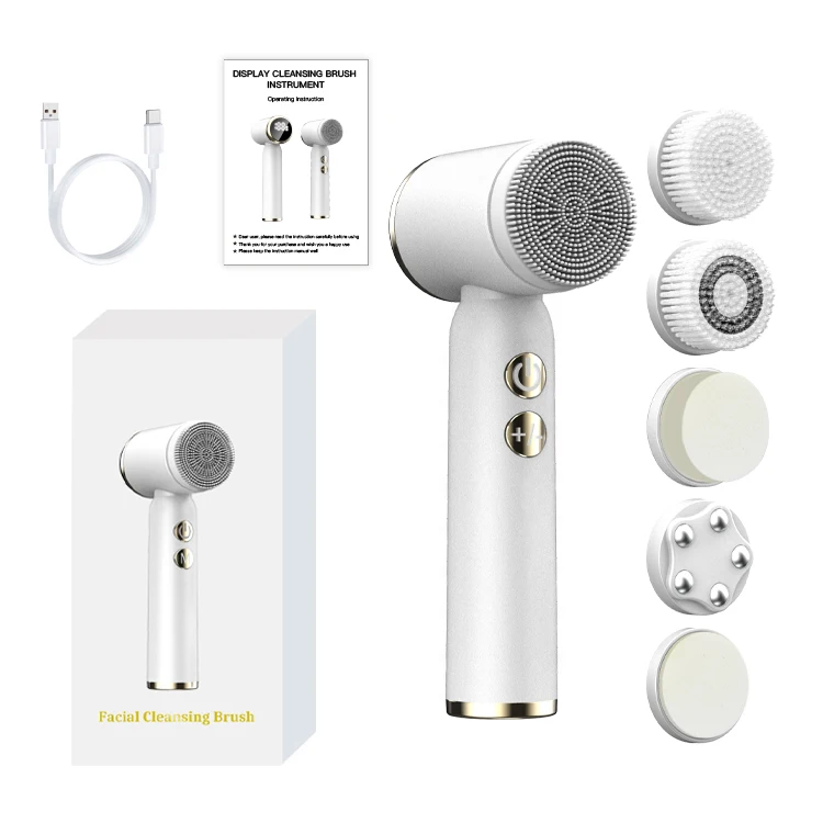 Electric Silicon Facial Cleanser Private Label Exfoliating Facial Cleansing Spin Massage Brush Set Ultrasonic Facial Cleaner