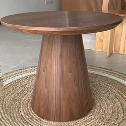 Solid wood coffee table living room modern walnut simple round tea table