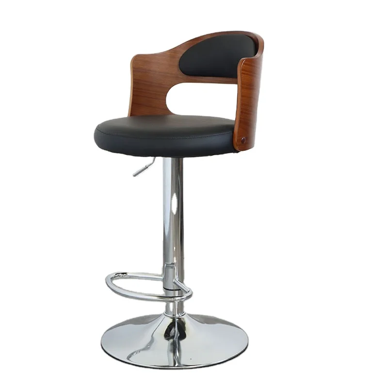 Lift Adjustable Padded Swivel Seat Leather Counter Height Bar Chair Stool with Backrest