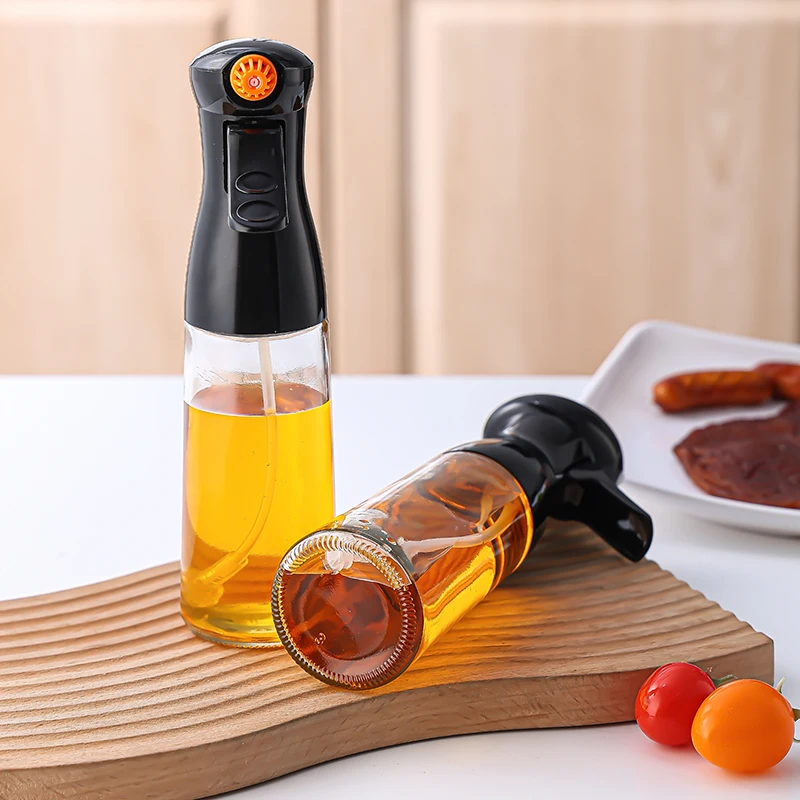 200ml Kitchen Oil Dispenser Bottle Refillable Glass Screen Printing Food Grade Oil Vinegar Spritzer Mister Salad Cooking Frying