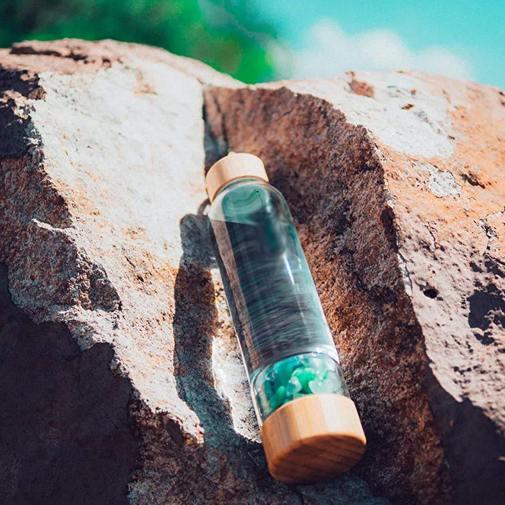 Hot Sale Natural Rose Stone Crystal Point Bottle Infused Crystal Energy Water Bottle