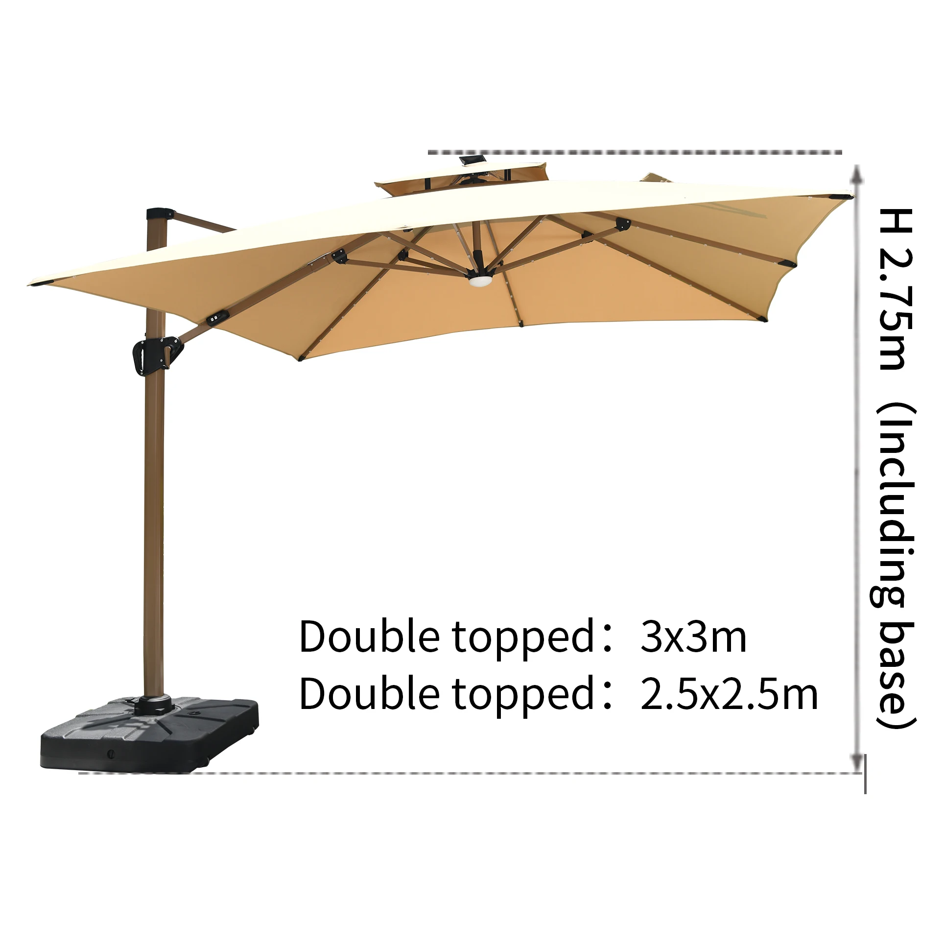 MOJIA Garden patio custom commercial design parasol crank side pole garden sun patio beach outdoor umbrella with solar LED light