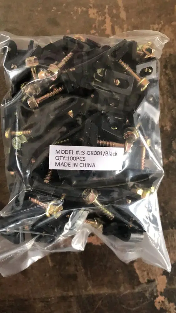 Single Coaxial Cable Clips,Cat6,Electrical Wire Cable Clip,1/4in(6mm)Screw Clip and Fastener,Black/White(100Pieces per Bag)