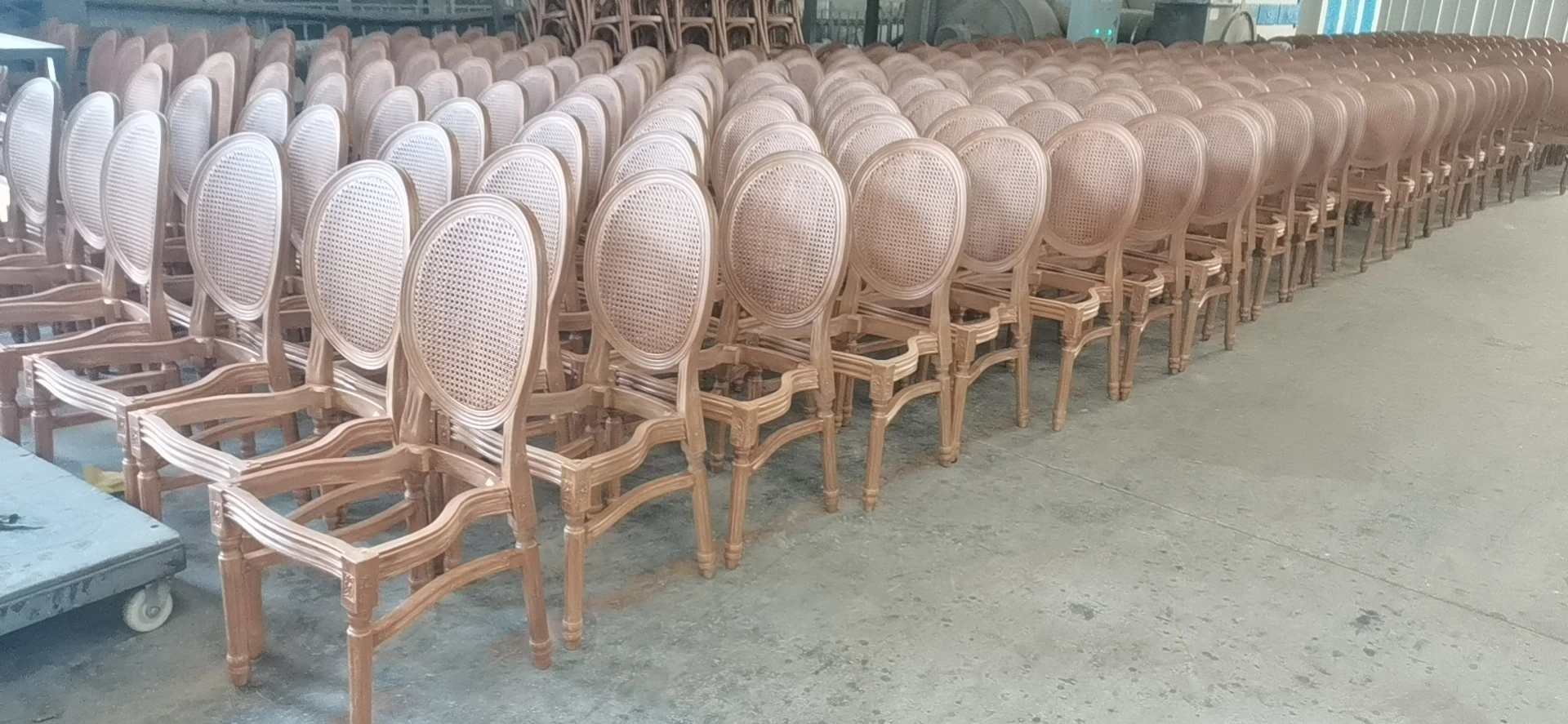 Plastic KD Stackable Cane Wicker Rattan Round Back Wedding Event Dining Ghost Chair