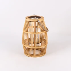 Wholesale Handmade Craft Rattan Wood Candle Lantern For Home Decoration
