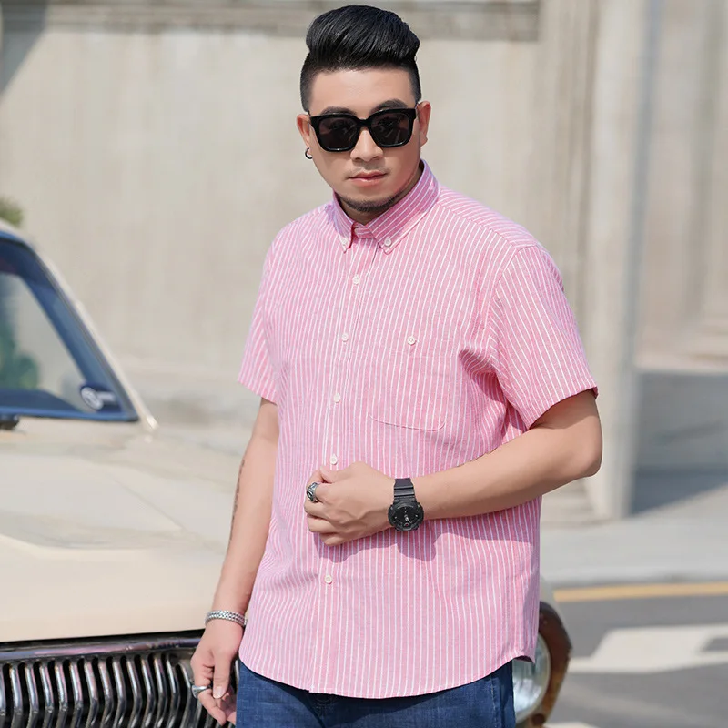 2023 мужская летняя новая рубашка с коротким рукавом деловая в полоску fat brother fashion casual