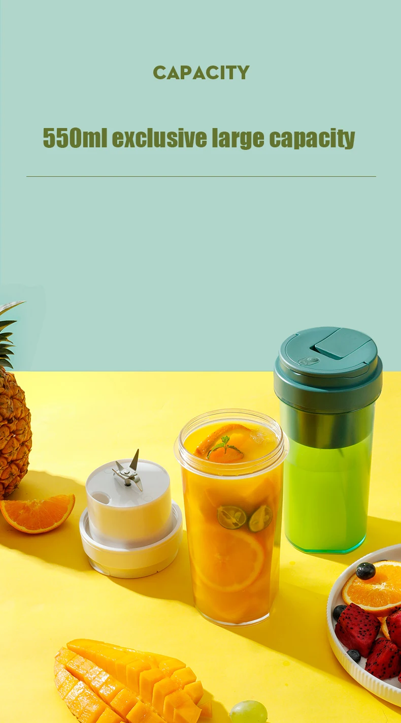 Factory Directly OEM 7.4V 6 Blades Usb Portable Blender Wireless Electric Juicer Blender Cup With 304 SS,ABS,PC Or Tritan