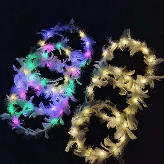 New glowing angel goose feather garland feather glitter headdress net celebrity decoration party exclusive