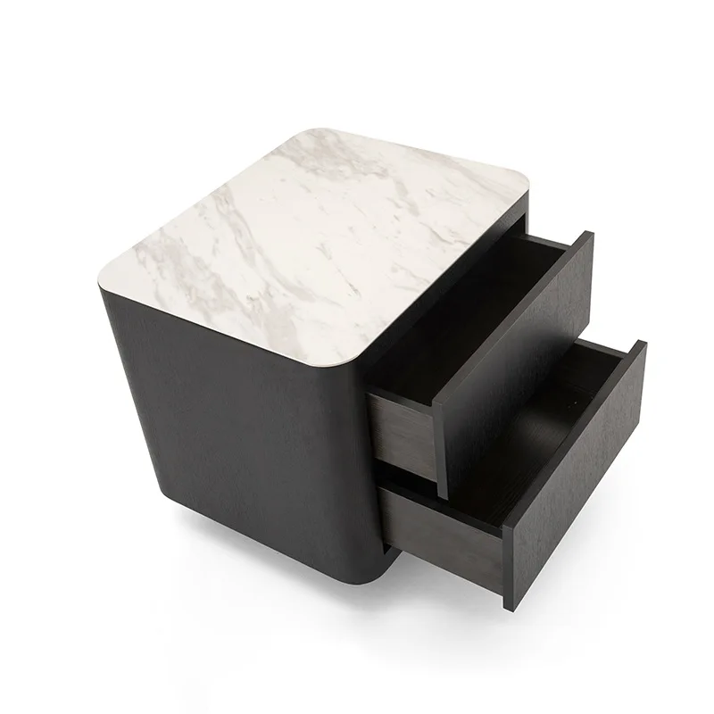 Nordic italian stainless steel solid wood bedside table nightstands wholesale