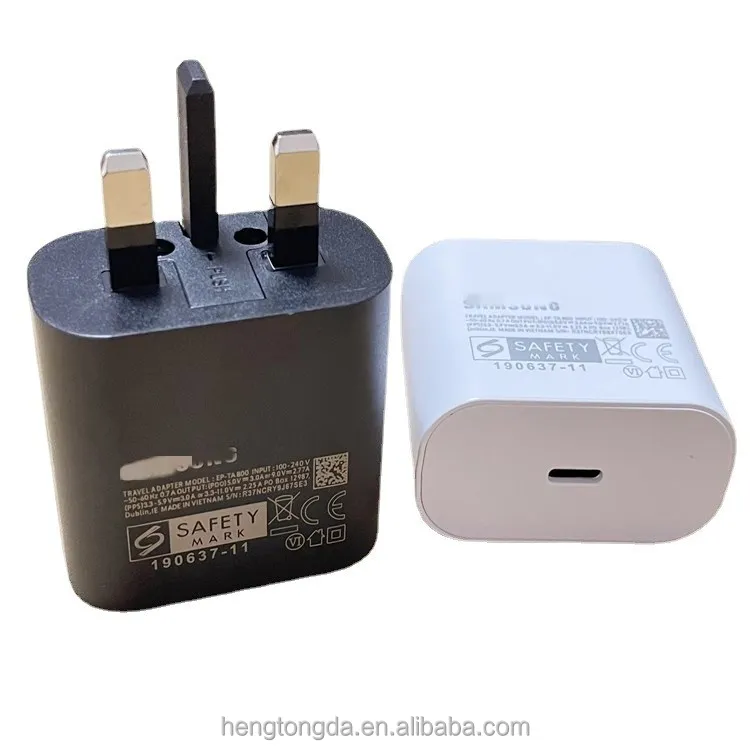 High quality For UK 25W Fast Charging Travel Charger UK 3 Plug EP-TA800 PD Adapter For Samsung Note10 S20 Fast type c Charger
