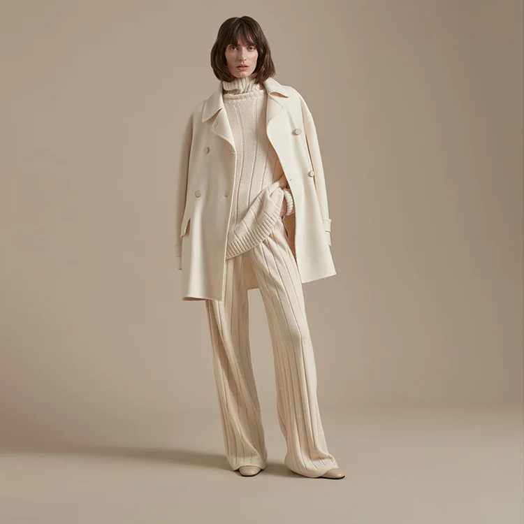 Wool Cashmere Knit Long Pants OEM/ODM Soft Warm Wide Leg Loose 2022 Custom Fall Winter for Women OEM & ODM & Custom Mid Waist