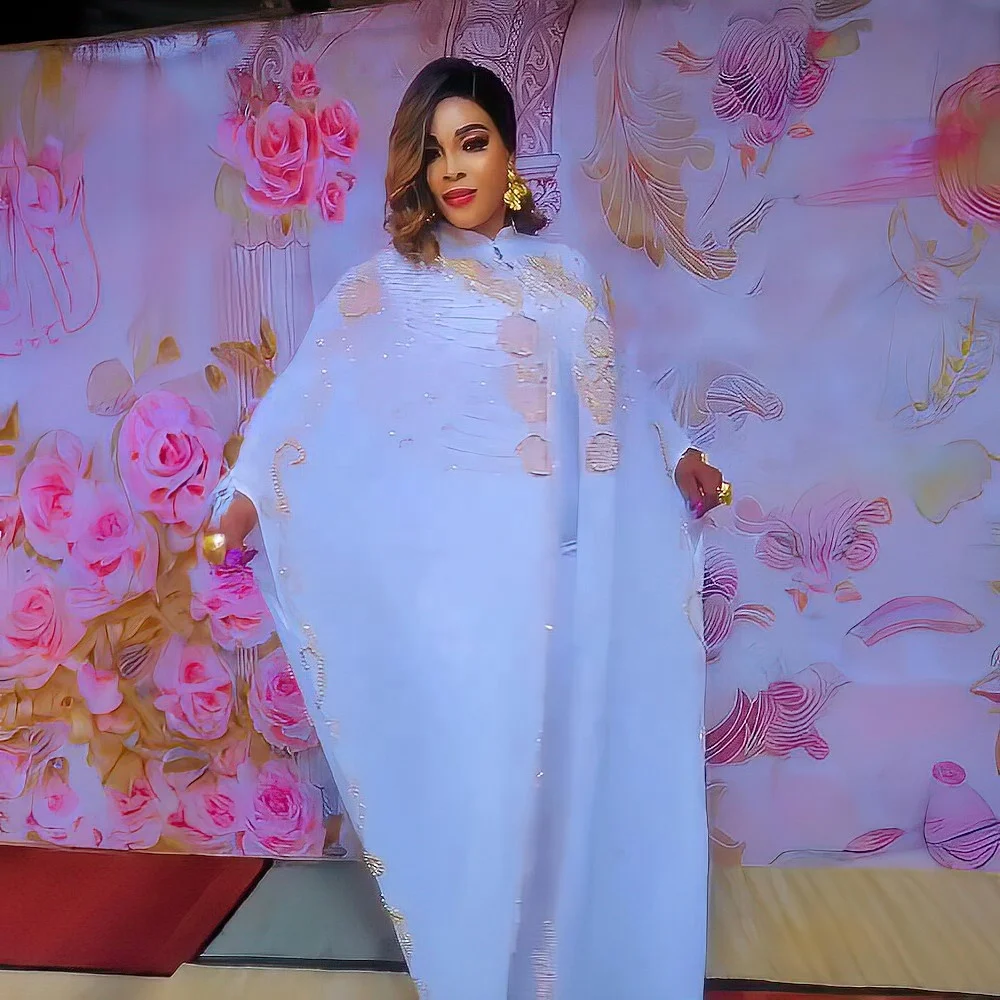 New two-piece african dresses for women clothing chiffon African Design Dresses rhinestone Moroccan Dresses