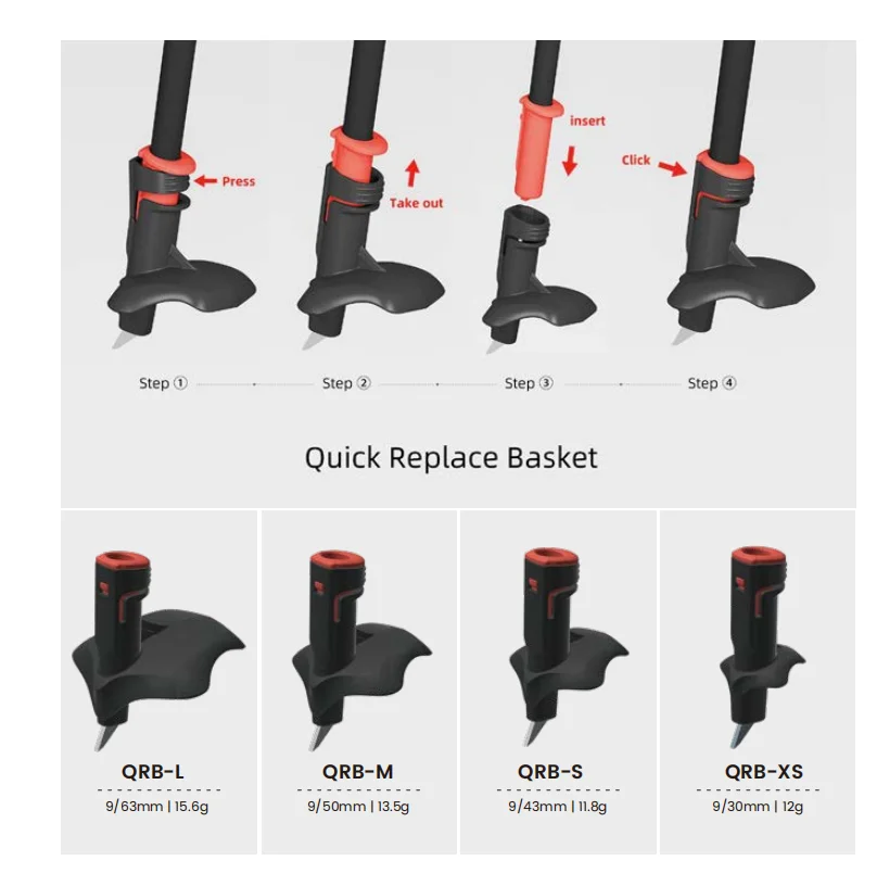 Tungsten Steel Quick Replace Basket For XC Ski Poles Interchangeable Basket System