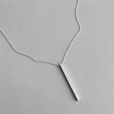 Tonglin 925 sterling silver Japanese and Korean style simple geometric square bar silver necklace jewelry For Women