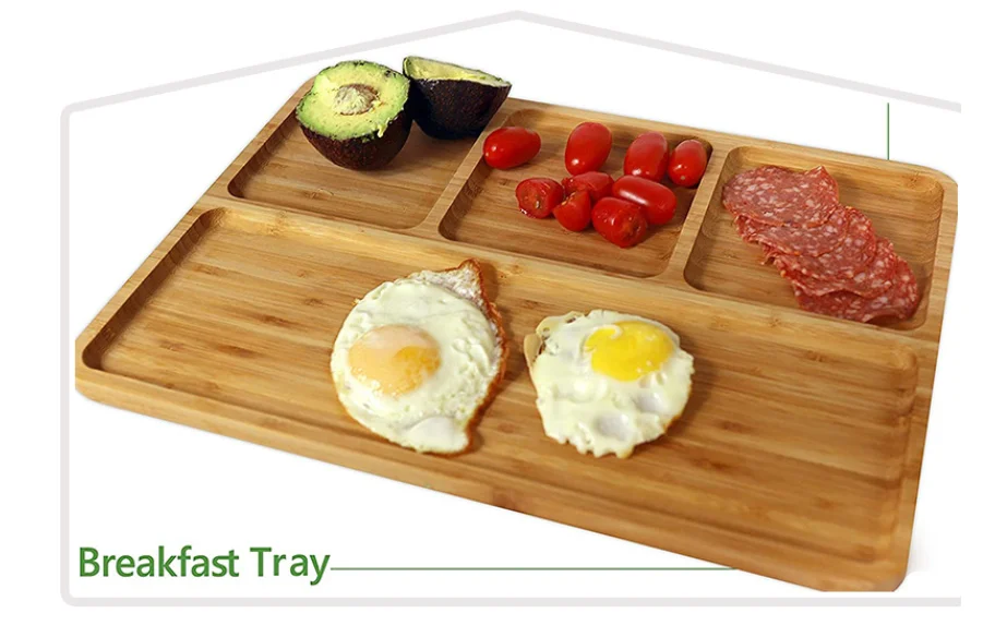 Luxury Antique Breakfast Bread Coffee Tea Platters Decoration Wood Food & Dessert Dish Plate