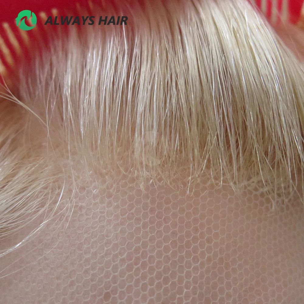 Alwayshair Full Swiss Lace Hair Unit Toupee for Man Human Hair Invisible Natural Men Hair Wig #613