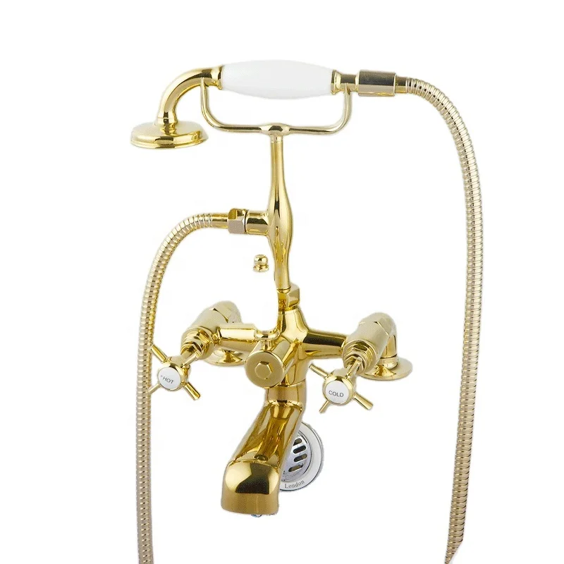 Traditional Wall mounted brass chrome plated restoring ancient ways thermostatic mixer bathroom shower set