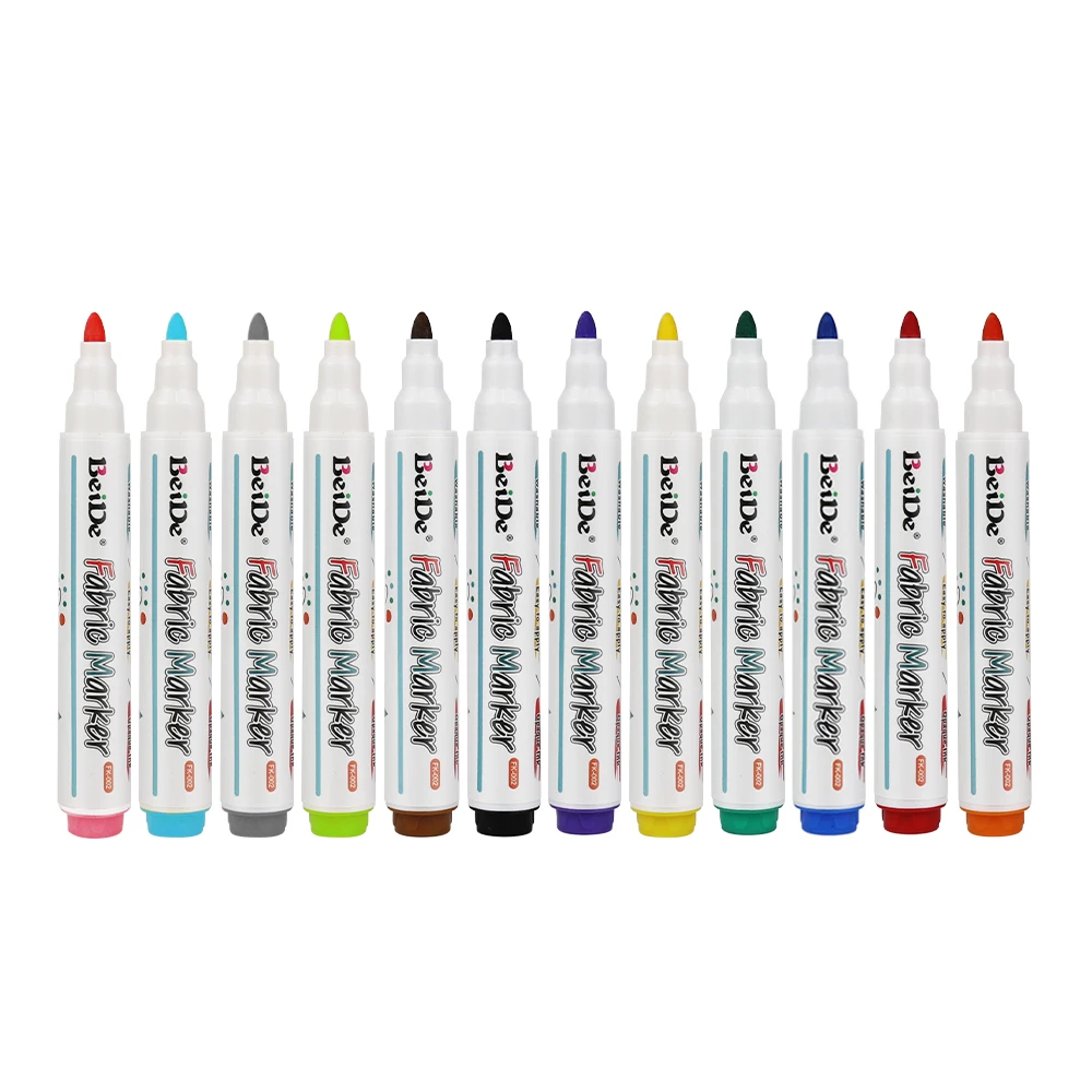 12 Colors Non-toxic Ink Fabric Art Pens Classic Fine Tip Washable Fabric Markers Set