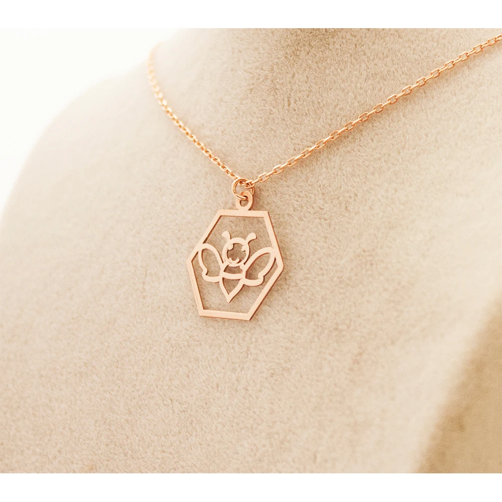 
Minimalist Honey Bee 925 Sterling Silver Gold Plated Pendant Jewelry Necklace for Women 