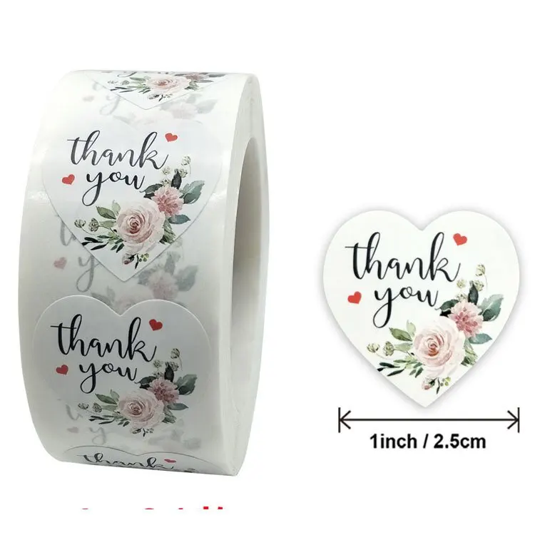 Custom Wholesale Thank You Sticker Flower Label Custom Stickers For Packaging