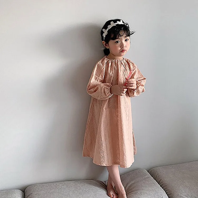 Boutique Girls Kids Dresses Long Spring Baby Clothes Princess Children Wear Embroidery Custom Toddler Girls Clothing