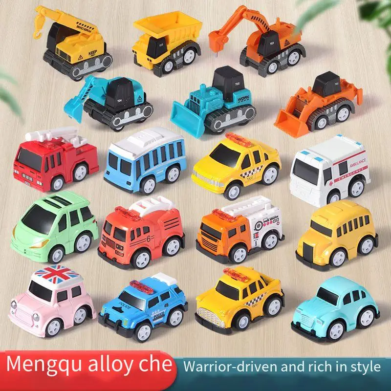 DIY Diecast Toy alloy mini pulling back engineering car model excavator crane simulation car cartoon toy car toys DIY