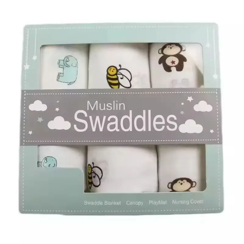 Premium Breathable 2 4 6 Layers Large Printed Muslin Cotton Baby Receiving Muslin Swaddle Blankets