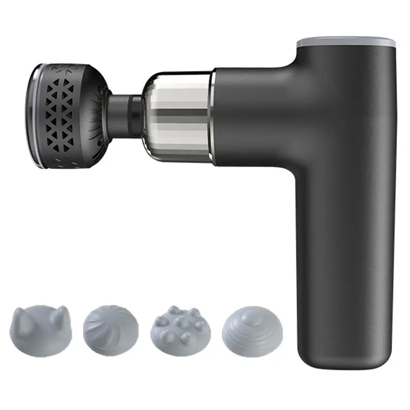Mini Portable Heated Fascial Gun Deep Tissue Pressure Relief Gym Body Hot And Cold Massage Gun With 4 Attachment Heads