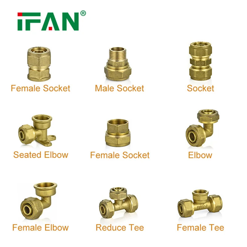 IFAN Wholesale 16-32mm Pex Brass Compression Fitting For Gas Plumbing Pex Al Pex Fittings