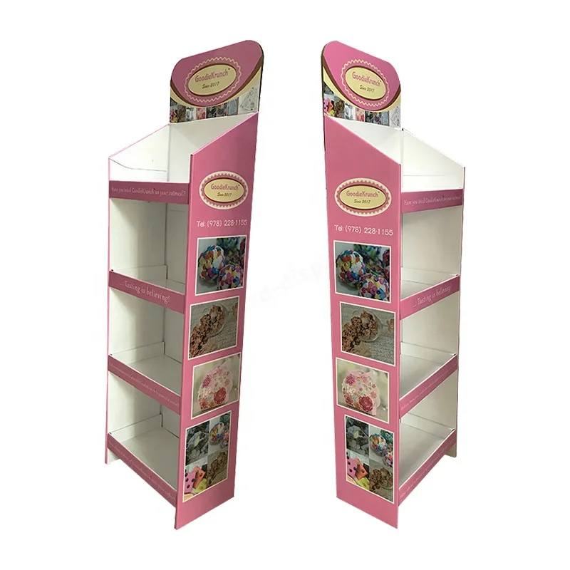 POP Retail Snack Food Display Custom Made Recyclable Cardboard Shelf Display Stand For Snacks