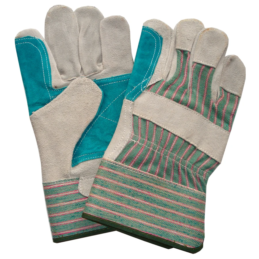 SLG-HD6020-G China hot selling high quality Cow split leather full palm work working safe safety gloves