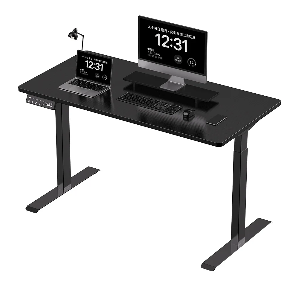 Двухмоторный квадратный 2-ступенчатый удобный стол для сидения ПК Электрический подъемный регулируемый по высоте игровой