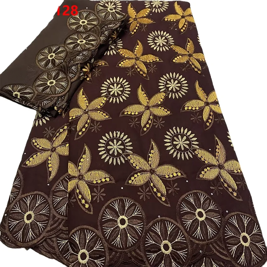 Three new styles of Swiss Voile African cotton fabric with stones matching