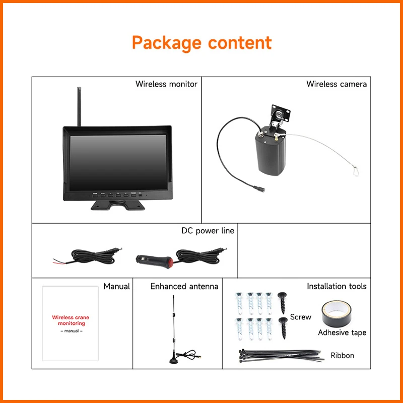 10.1-inch non-touch screen HD loopable video tower crane camera Bulk cargo loading and unloading Auxiliary blind spot