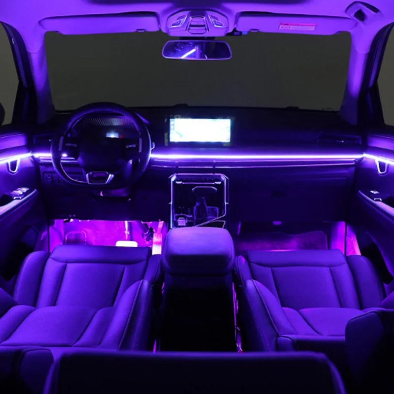 Universal 12V 6 in 1 18 in 1 64 Colors RGB LED acrylic Car strip light Atmosphere Interior Dashboard Lighting Backlight