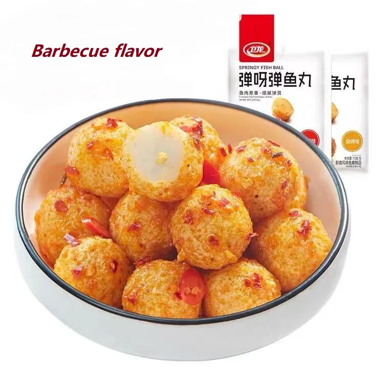 
Wholesale 108g cheap Chinese best-selling snack fish eggs spicy barbecue 2021 best selling fish balls snack food 