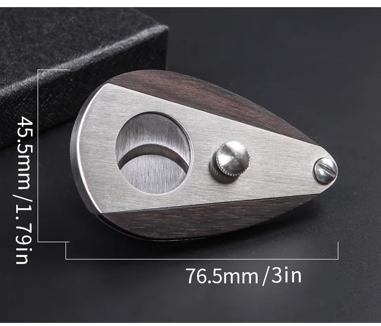 cigar cutter accessories 54 ring gauge teardrop shape double blade wood cigar cutter knife v cut damascus