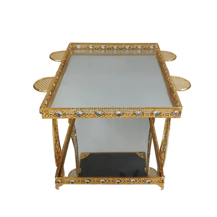 wholesale factory price simple design luxury gold plated metal rekebot tea table tray set