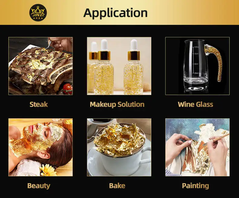 Wholesale Price Metal Gold Leaf Foil Flakes Manufacturer 1G One Bottle 99% 24K Gold Foil For Nails Painting Crafts