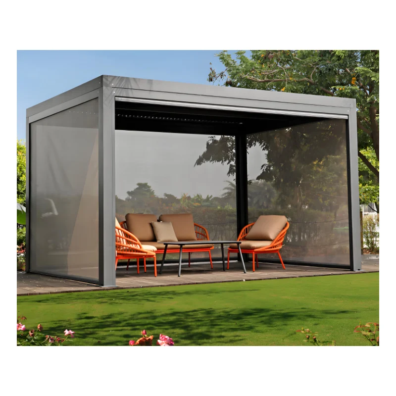 2024 Factory Outdoor Louver Sun Awnings Motorized Design Luxury Aluminium Garden Gazebo Waterproof Electric Gazebo Bioclimatic